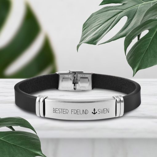 Bester Freund mit Anker und Name | Lederarmbänder