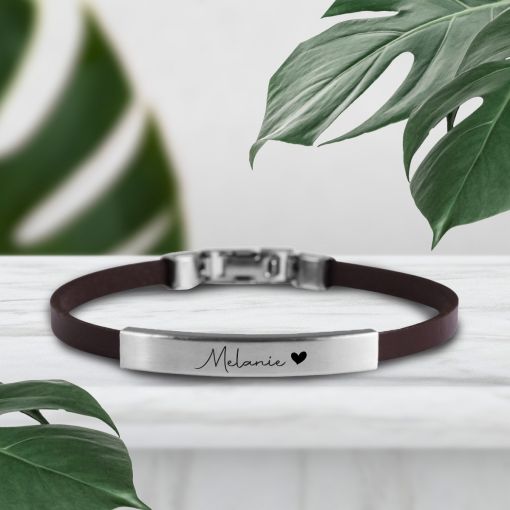 Name mit Herz gefüllt | Lederarmbänder