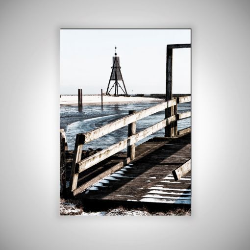 CuxPrint - Motiv: Kugelbake aus der Sicht des Hafens | Alu-Dibond-Platte