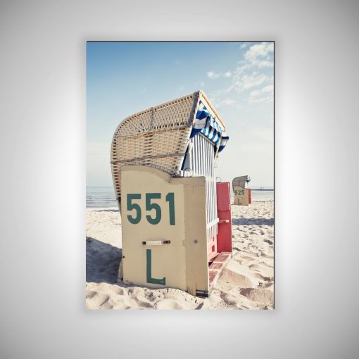 CuxPrint - Motiv: Strandkorb am Cuxhavener Wattenmeer Hochformat | 3mm Alu-Dibond-Platte Galerie Print