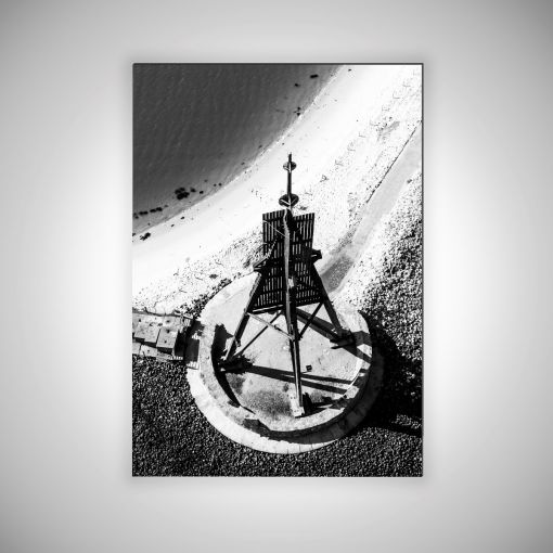 CuxPrint - Motiv: Kugelbake von oben schwarz weiß Hochformat | 3mm Alu-Dibond-Platte Galerie Print