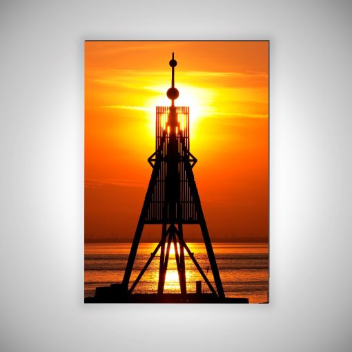 CuxPrint - Motiv: Kugelbake Sonnenaufgang Hochformat | 3mm Alu-Dibond-Platte Galerie Print