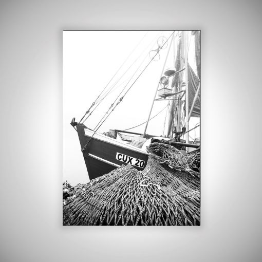 CuxPrint - Motiv: Segelschiff mit Fischernetz Hochformat | 3mm Alu-Dibond-Platte Galerie Print