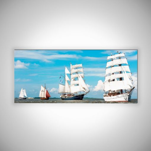 CuxPrint - Motiv: Segelschiffe auf der Nordsee Panorama | 3mm Alu-Dibond-Platte Galerie Print