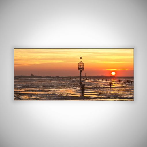 CuxPrint - Motiv: Rettungsboje Sonnenaufgang Panorama | 3mm Alu-Dibond-Platte Galerie Print
