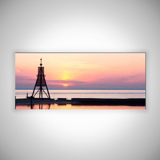 CuxPrint - Motiv: Kugelbake im Sonnenaufgang Panorama | 3mm Alu-Dibond-Platte Galerie Print