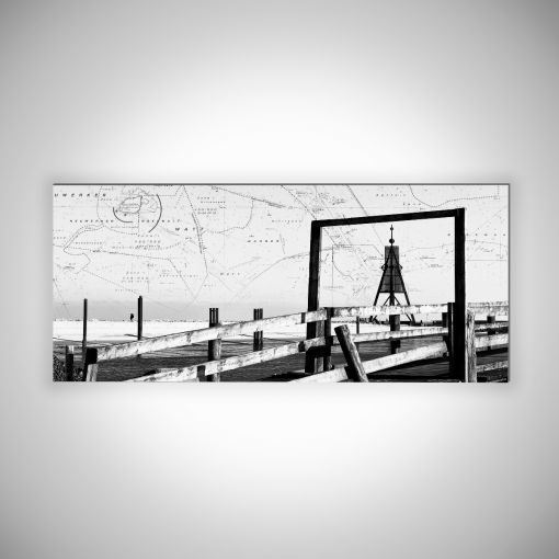 CuxPrint - Motiv: Kugelbake mit Seekarte Panorama | 3mm Alu-Dibond-Platte Galerie Print