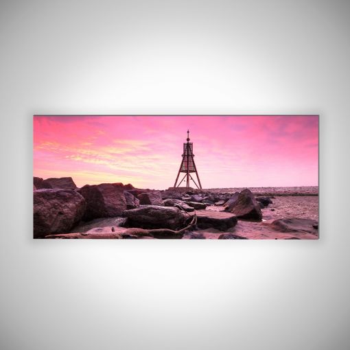 CuxPrint - Motiv: Kugelbake mit Wellenbrechern Panorama | 3mm Alu-Dibond-Platte