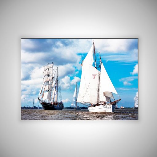 CuxPrint - Motiv: Segelschiff auf der Nordsee Querformat | 3mm Alu-Dibond-Platte Galerie Print