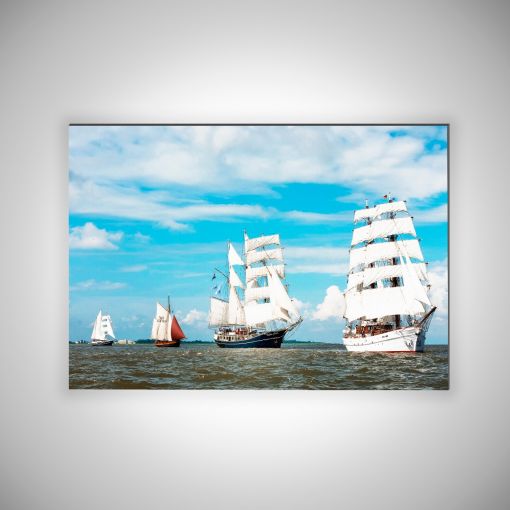 CuxPrint - Motiv: Segelschiffe auf der Nordsee Querformat | 3mm Alu-Dibond-Platte  Galerie Print