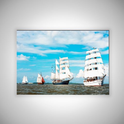 CuxPrint - Motiv: Segelschiffe auf der Nordsee Querformat | 3mm Alu-Dibond-Platte  Galerie Print