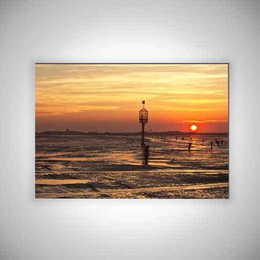 CuxPrint - Motiv: Rettungsboje Sonnenaufgang Querformat | 3mm Alu-Dibond-Platte Galerie Print