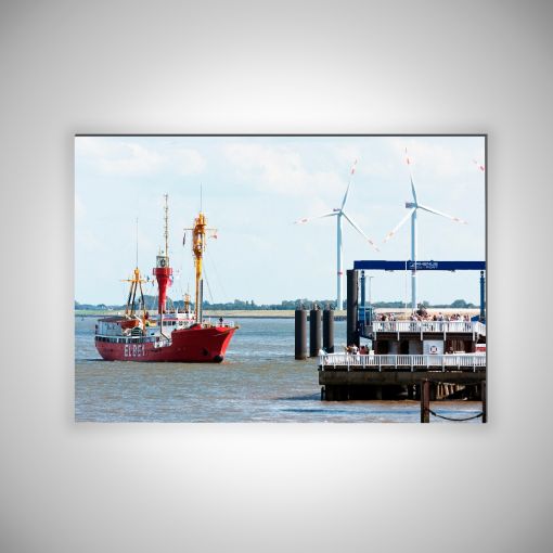 CuxPrint - Motiv: Feuerschiff Elbe 1 an der Alten Liebe | 3mm Alu-Dibond-Platte Galerie Print