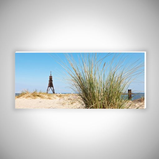 Kugelbake mit Küstengras Panorama | Hartschaumplatte 10mm Galerie Print-50 x 20