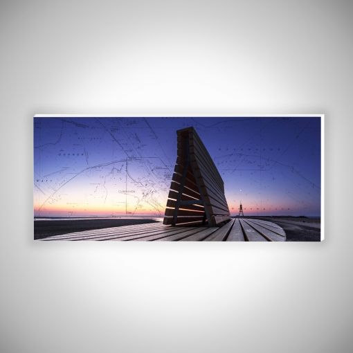 CuxPrint - Motiv: Bank im Sonnenuntergang Panorama | Hartschaumplatte 10mm Galerie Print
