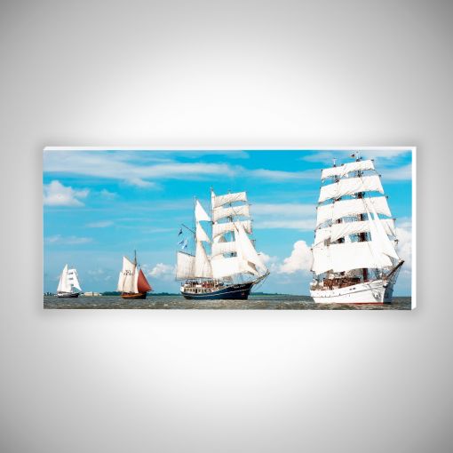 CuxPrint - Motiv: Segelschiffe auf der Nordsee Panorama | Hartschaum 10mm Galerie Print