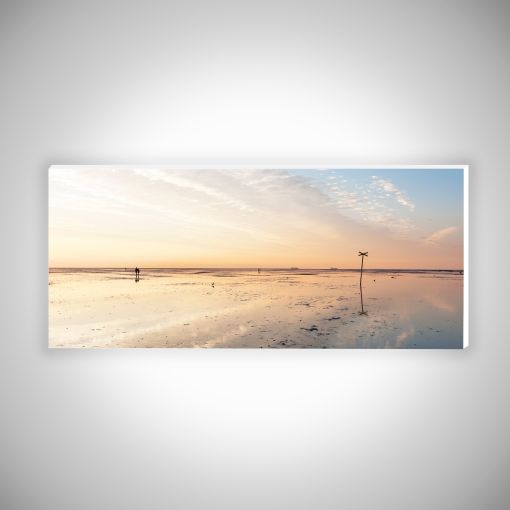 Wattenmeer bei Ebbe Panorama | Hartschaumplatte 10mm Galerie Print-50 x 20