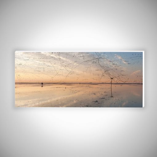 CuxPrint - Motiv: Wattenmeer bei Ebbe mit Seekarte Panorama | Hartschaumplatte10mm Galerie Print