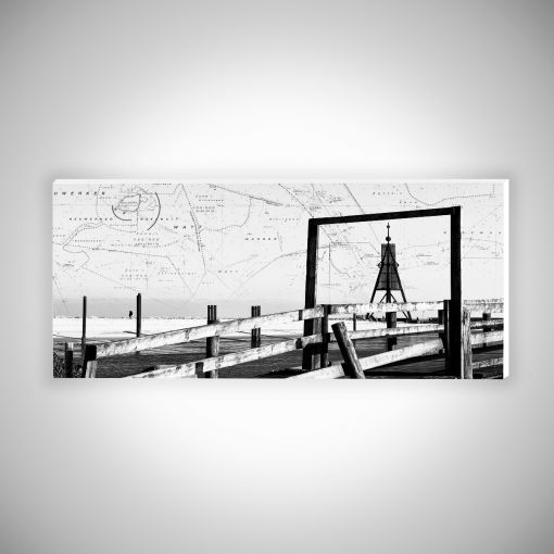 CuxPrint - Motiv: Kugelbake mit Seekarte Panorama | Hartschaumplatte 10mm Galerieprint
