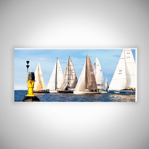 CuxPrint - Motiv: Segelschiffe mit Boje Panorama | Hartschaumplatte 10mm Galerie Print