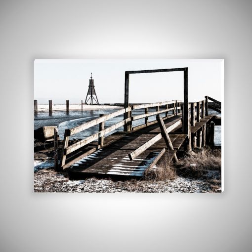 CuxPrint - Motiv: Kugelbake aus der Sicht des Hafens | Hartschaumplatte 10mm Galerie Print