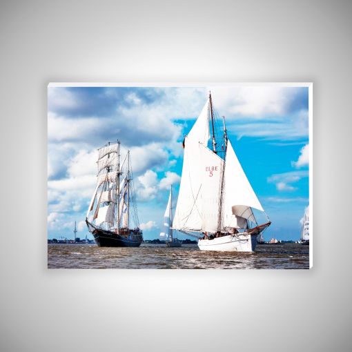CuxPrint - Motiv: Segelschiff auf der Nordsee Querformat | Hartschaumplatte 10mm Galerieprint