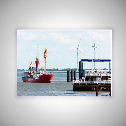CuxPrint - Motiv: Feuerschiff Elbe 1 an der Alten Liebe | Hartschaumplatte 10mm Galerieprint