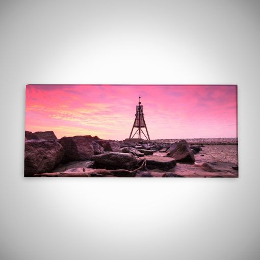Kugelbake mit Wellenbrechern Panorama | Leinwand Galerie Print-50 x 20