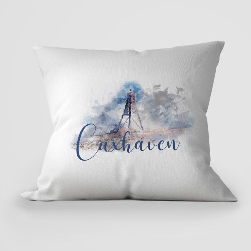 CuxKissen - Motiv: Aquarell Kugelbake Cuxhaven | Kissen