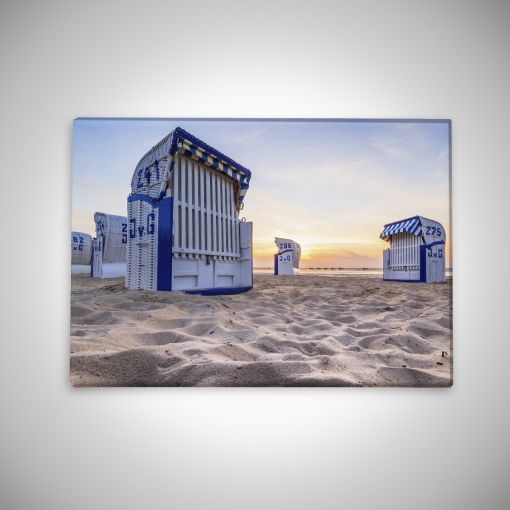 CuxPrint - Motiv: Strandkörbe Sonnenaufgang | Leinwand Galerie Print