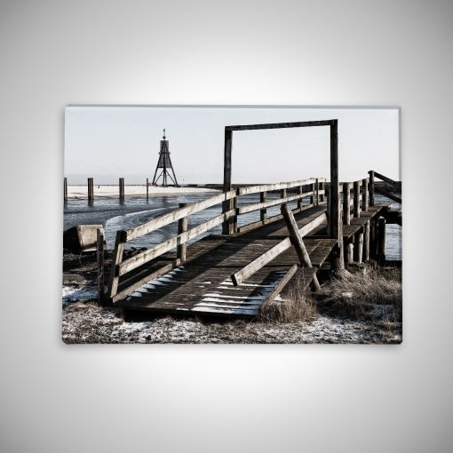 CuxPrint - Motiv: Kugelbake aus der Sicht des Hafens | Leinwand Galerieprint