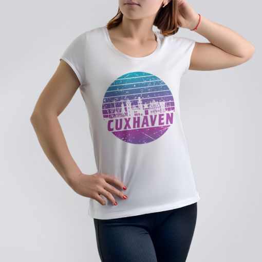CuxShirt - Motiv: Cuxhaven Skyline violett | Damen T-Shirt