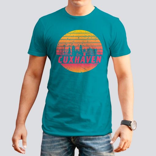 CuxShirt - Motiv:  Cuxhaven Skyline orange | Herren T-Shirt