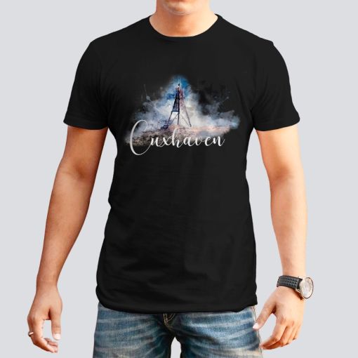 Aquarell Kugelbake Cuxhaven | Herren T-Shirt-schwarz-L