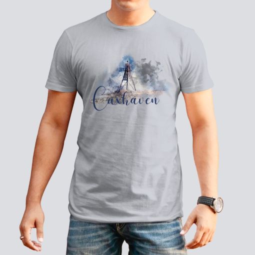 Aquarell Kugelbake Cuxhaven | Herren T-Shirt-soft grau-L