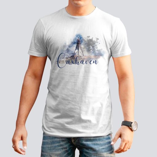 Aquarell Kugelbake Cuxhaven | Herren T-Shirt-weiß-L