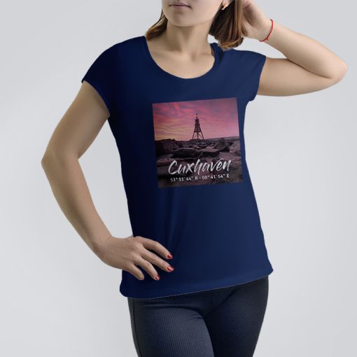 Cuxhaven Kugelbake | Damen T-Shirt-navyblau-L