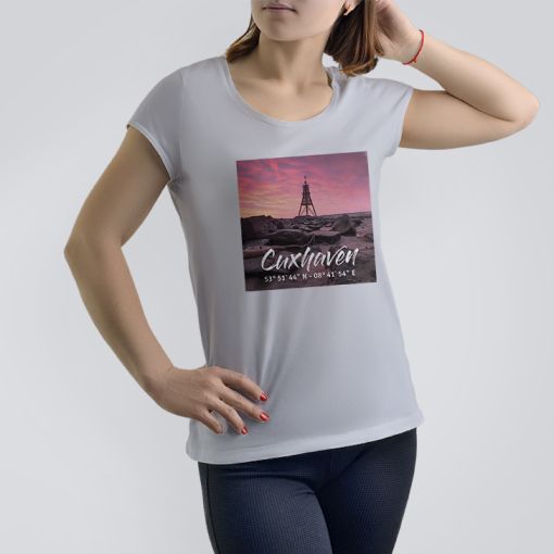 Cuxhaven Kugelbake | Damen T-Shirt-soft grau-L