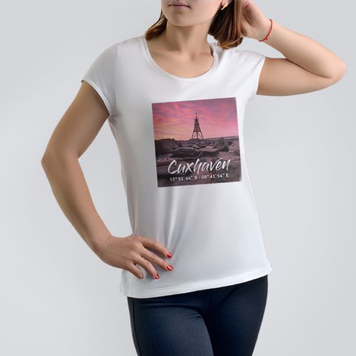 Cuxhaven Kugelbake | Damen T-Shirt-weiß-L