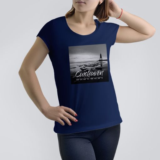 Cuxhavener Wattbild schwarz weiß-navyblau-M