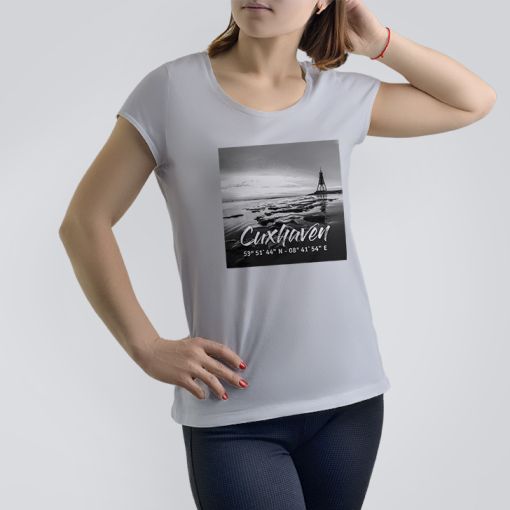 Cuxhavener Wattbild schwarz weiß-soft grau-M