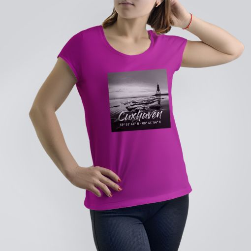 Cuxhavener Wattbild schwarz weiß-pink-M