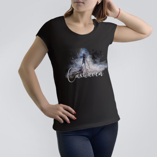 Aquarell Kugelbake Cuxhaven | Damen T-Shirt-schwarz-M
