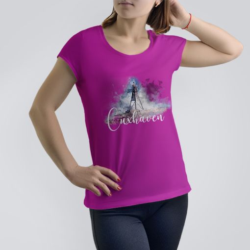 Aquarell Kugelbake Cuxhaven | Damen T-Shirt-pink-M