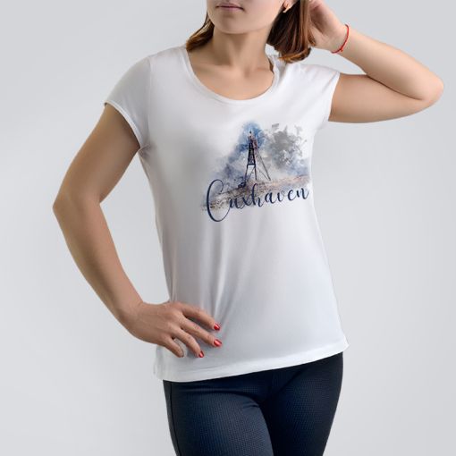 Aquarell Kugelbake Cuxhaven | Damen T-Shirt-weiß-M
