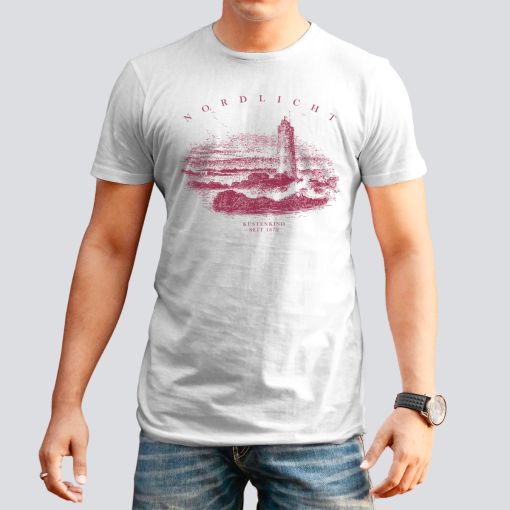Nordlicht | Herren T-hirt-weiß-rot-XL