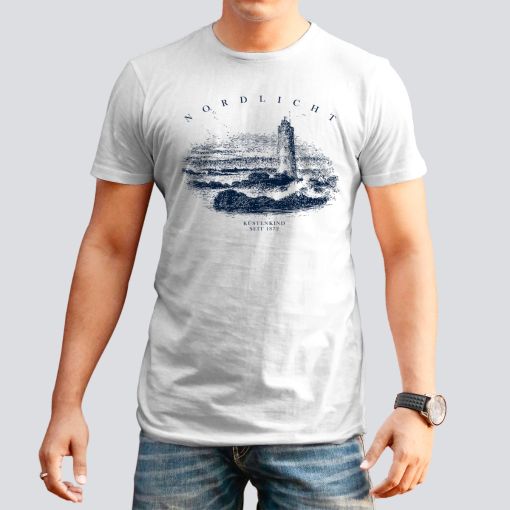 Nordlicht | Herren T-hirt-weiß-blau-XL