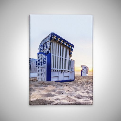 CuxPrint - Motiv: Strandkörbe Sonnenaufgang Hochformat | Leinwand Galerie Print