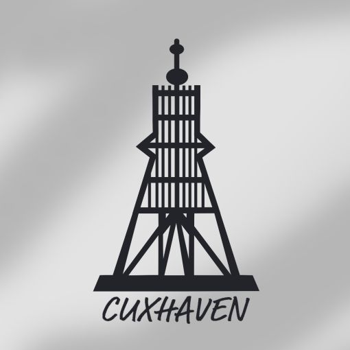 Exklusive CuxAufkleber - Motiv: Kugelbake Cuxhaven kursiv | Autoaufkleber