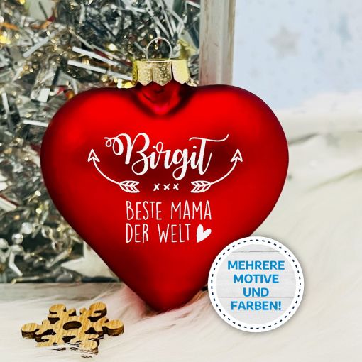 Weihnachtskugel Glasherz "Beste" | Christbaumkugel